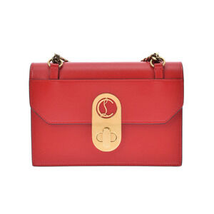 CHRISTIAN LOUBOUTIN Elisa Chain Shoulder Bag Red Leather